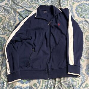 Polo Ralph Lauren Navy Blue Track Jacket with White Stripes